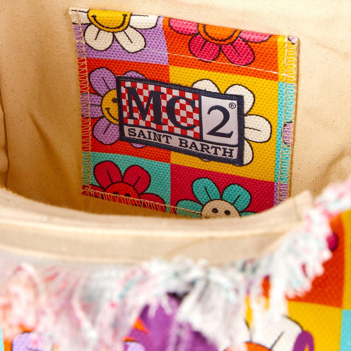 MC2 Saint Barth Colette multicolor smiley daisy print canvas handbag