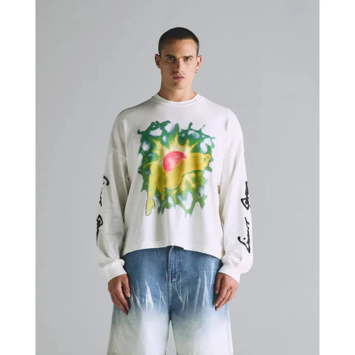 Undergold Helios Sun Girl Long Sleeve Boxy Fit White T-shirt