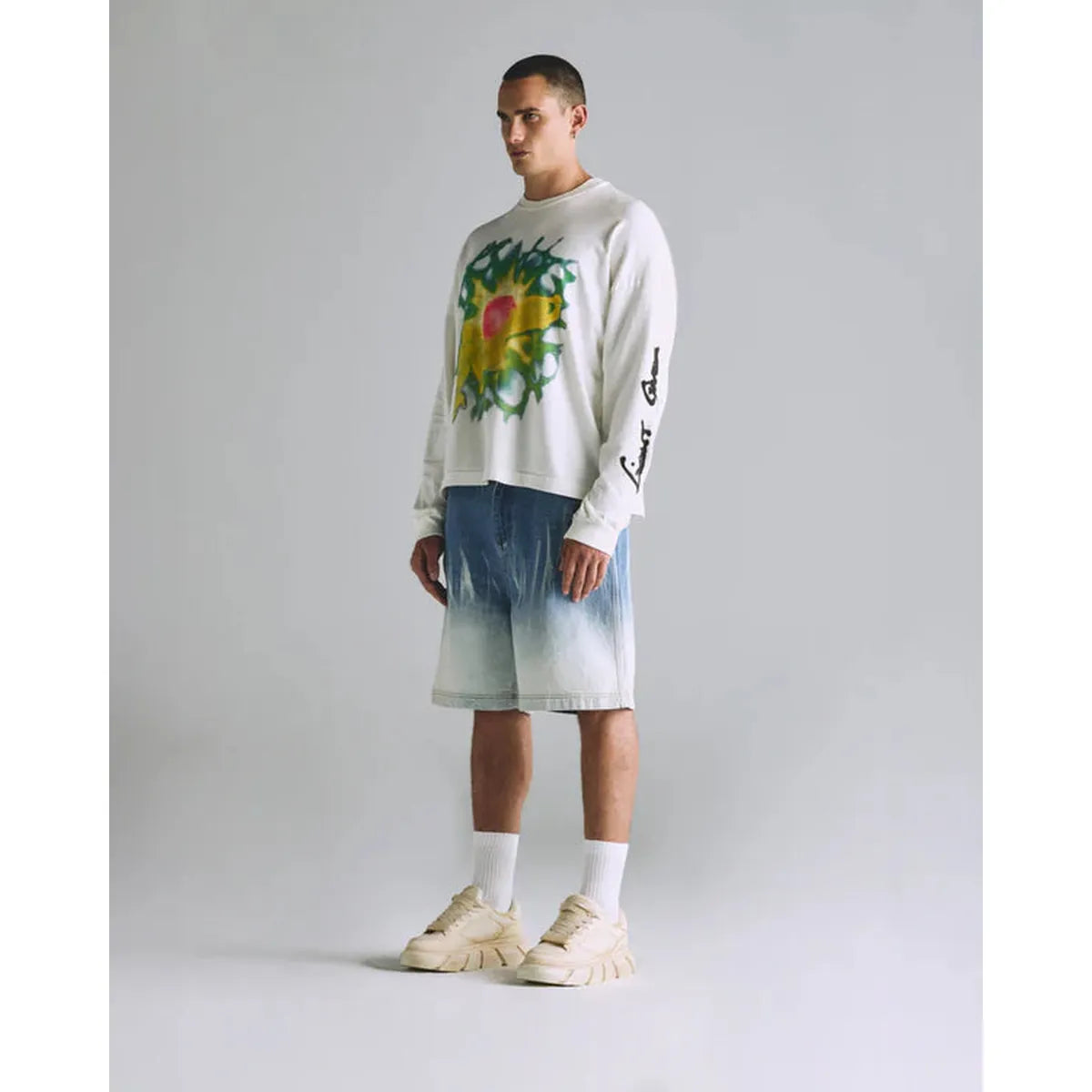 Undergold Helios Sun Girl Long Sleeve Boxy Fit White T-shirt