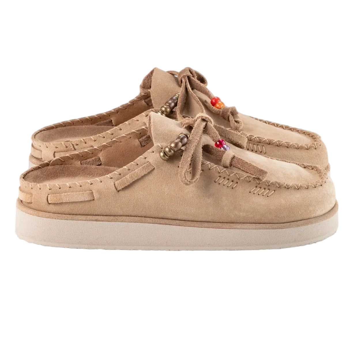 Caleb Kaia Beige Embroidered Mules