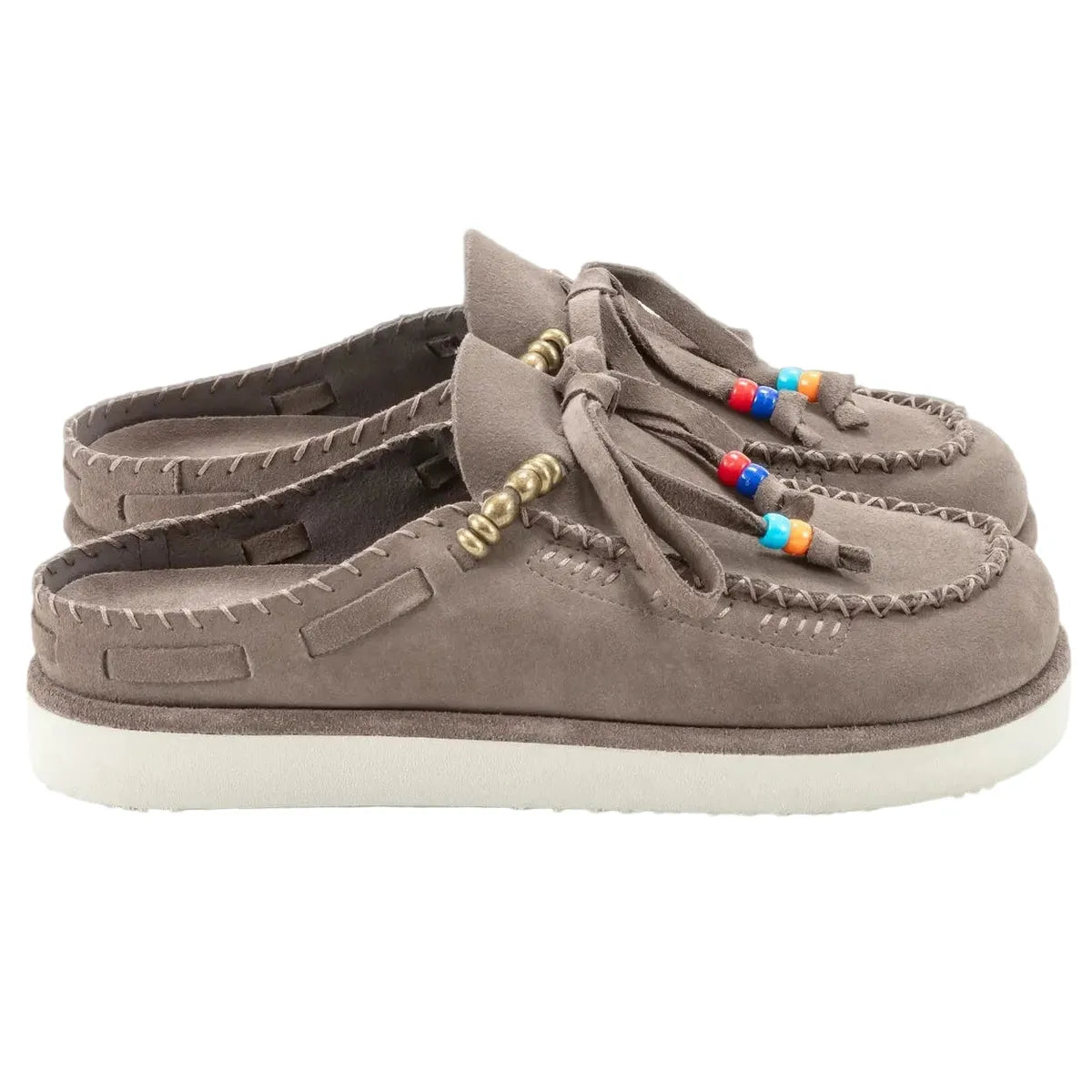 Caleb Kaia Taupe Embroidered Mules