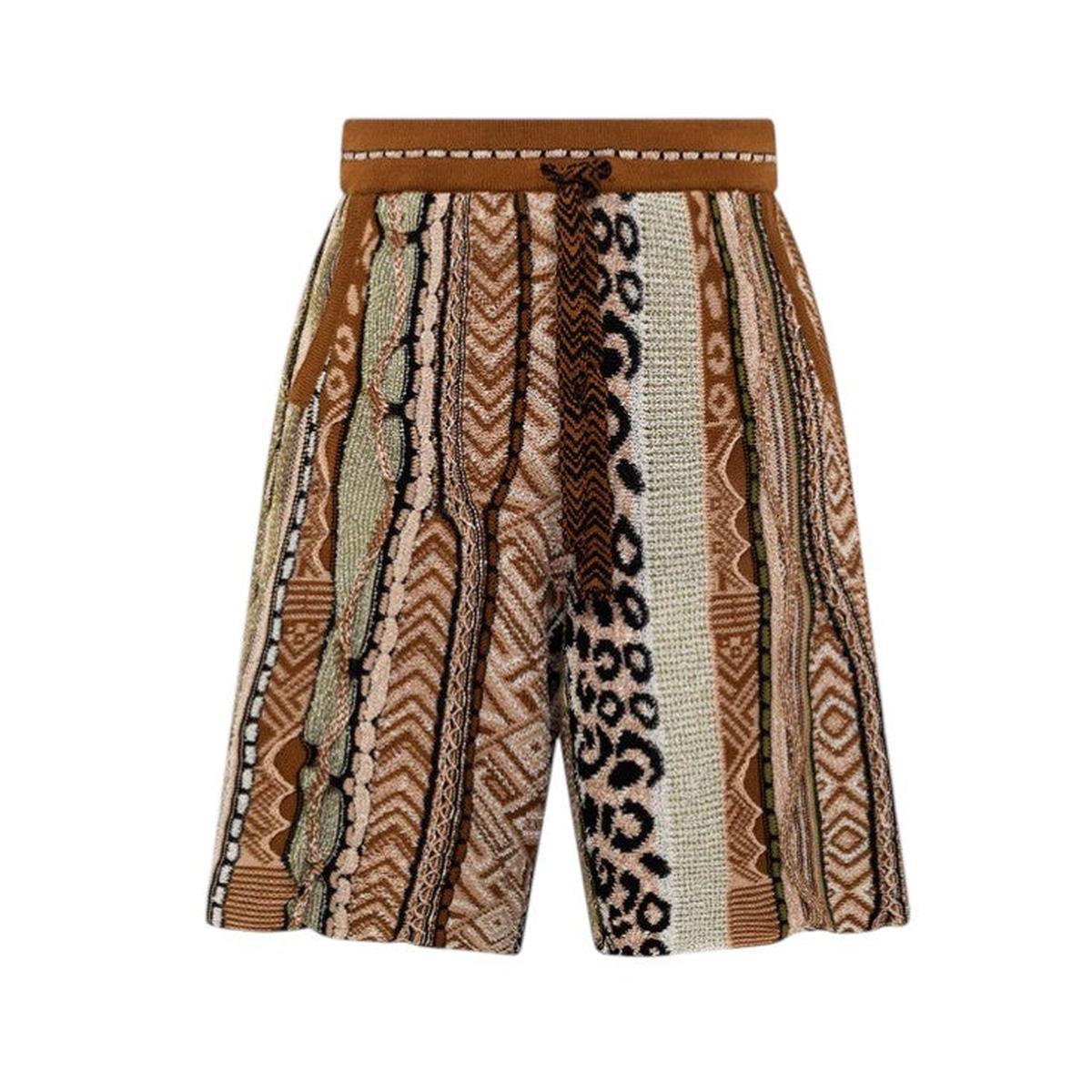 Laneus Chocolate Jacquard Bermuda Shorts