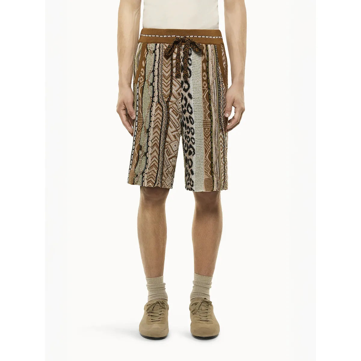 Laneus Chocolate Jacquard Bermuda Shorts