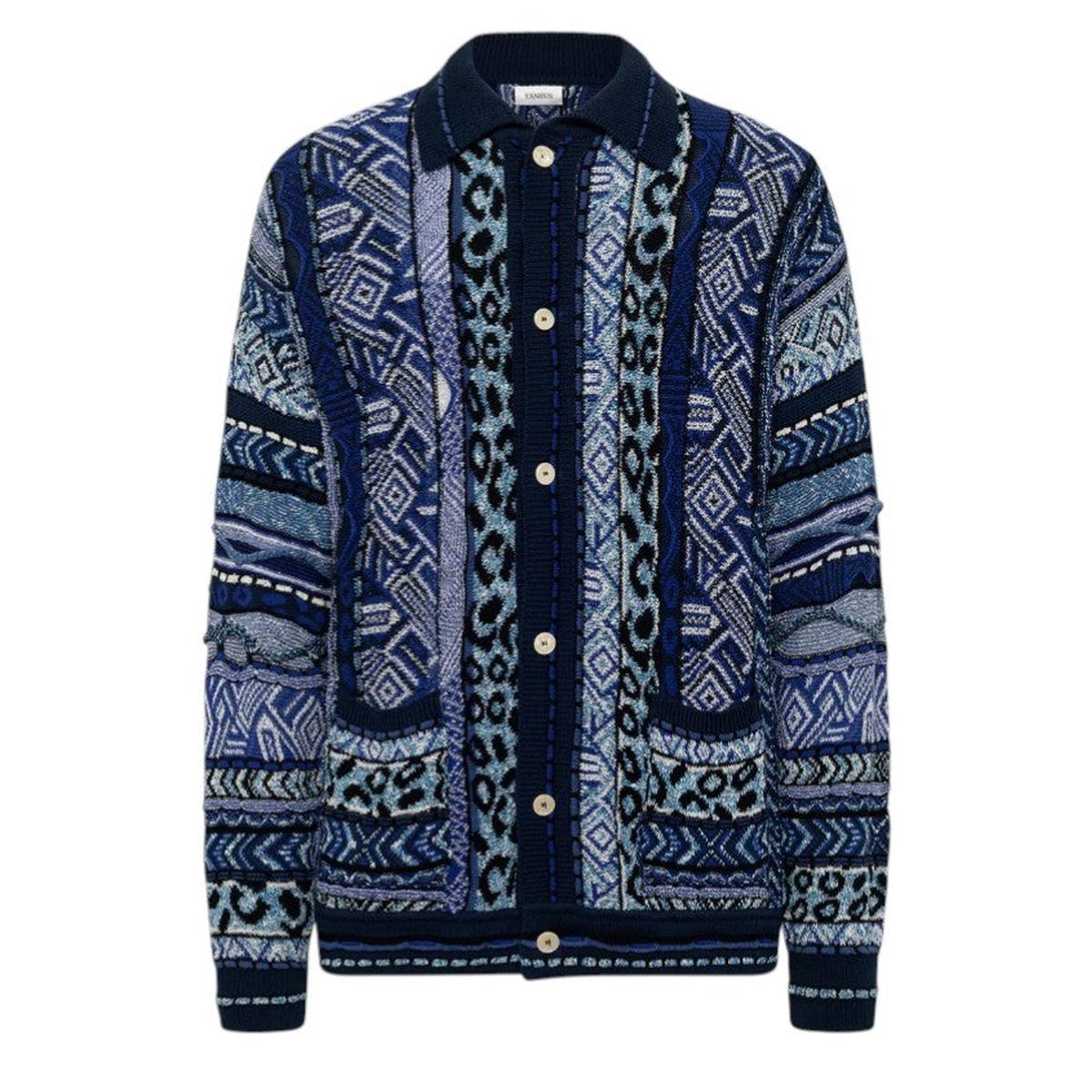 Laneus Blue Oversized Knit Cardigan