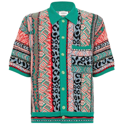 Laneus Multi-Thread Jacquard Shirt in Emerald Green