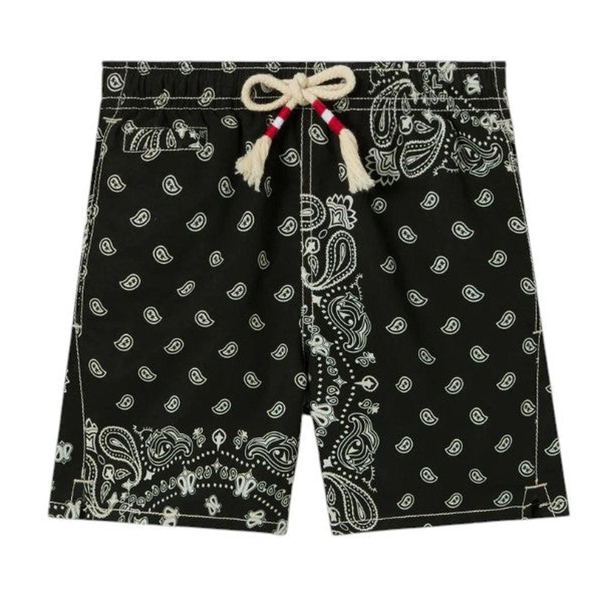 MC2 Saint Barth JR Caprese Swim Shorts in Black Bandana Print