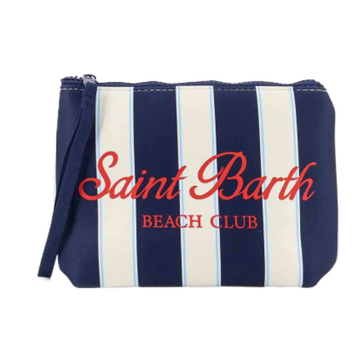 MC2 Saint Barth Aline Scuba Pouch with Wide Blue Stripes and Beach Club Logo