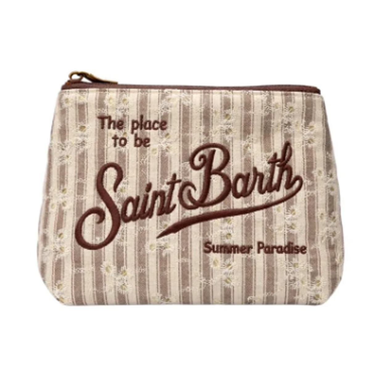 MC2 Saint Barth Aline Cotton Sangallo Pouch with Mini Flower Embroidery