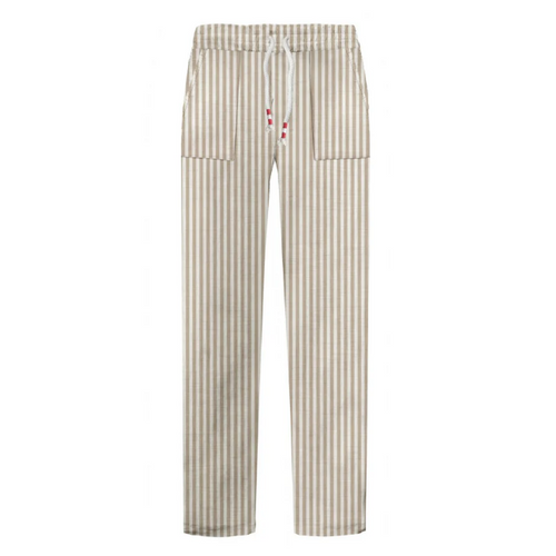 MC2 Saint Barth Calais Linen Trousers in Beige and White Stripe