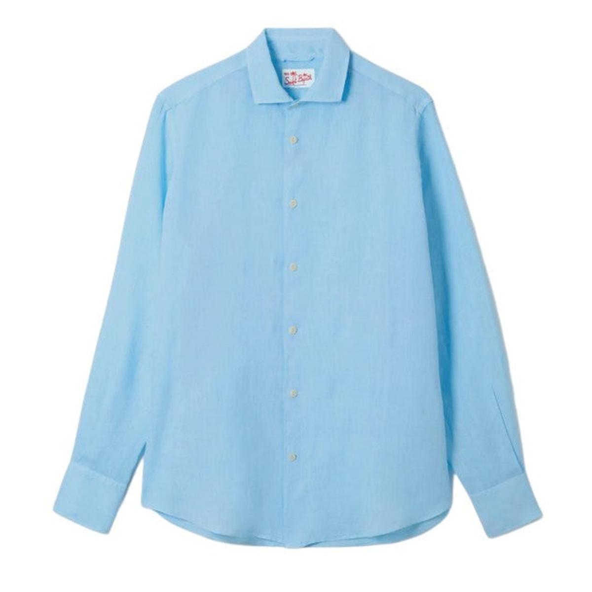 MC2 Saint Barth Pamplona Linen Shirt In Light Blue