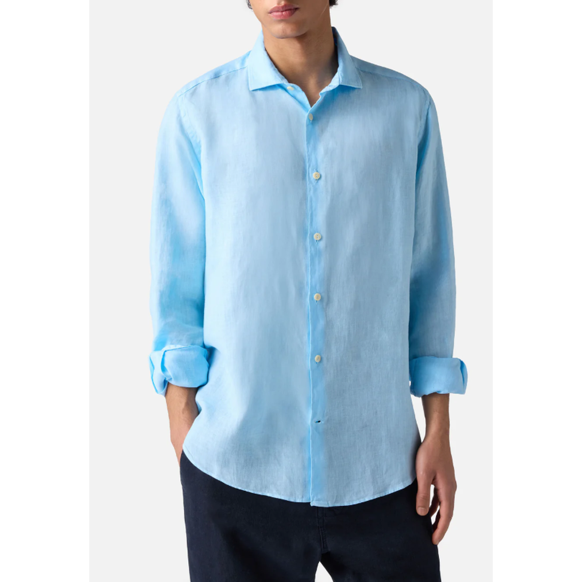 MC2 Saint Barth Pamplona Linen Shirt In Light Blue