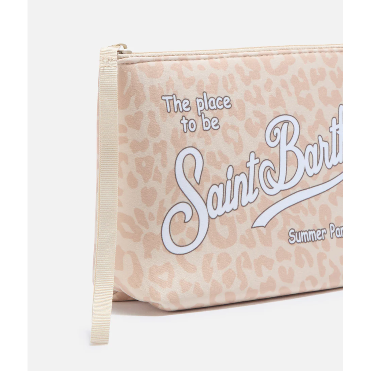 MC2 Saint Barth Aline Beige Leopard Print Scuba Pouch