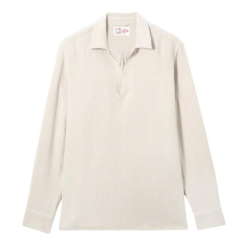 MC2 Saint Barth Ventotene Waffle Long Sleeve Polo in Beige