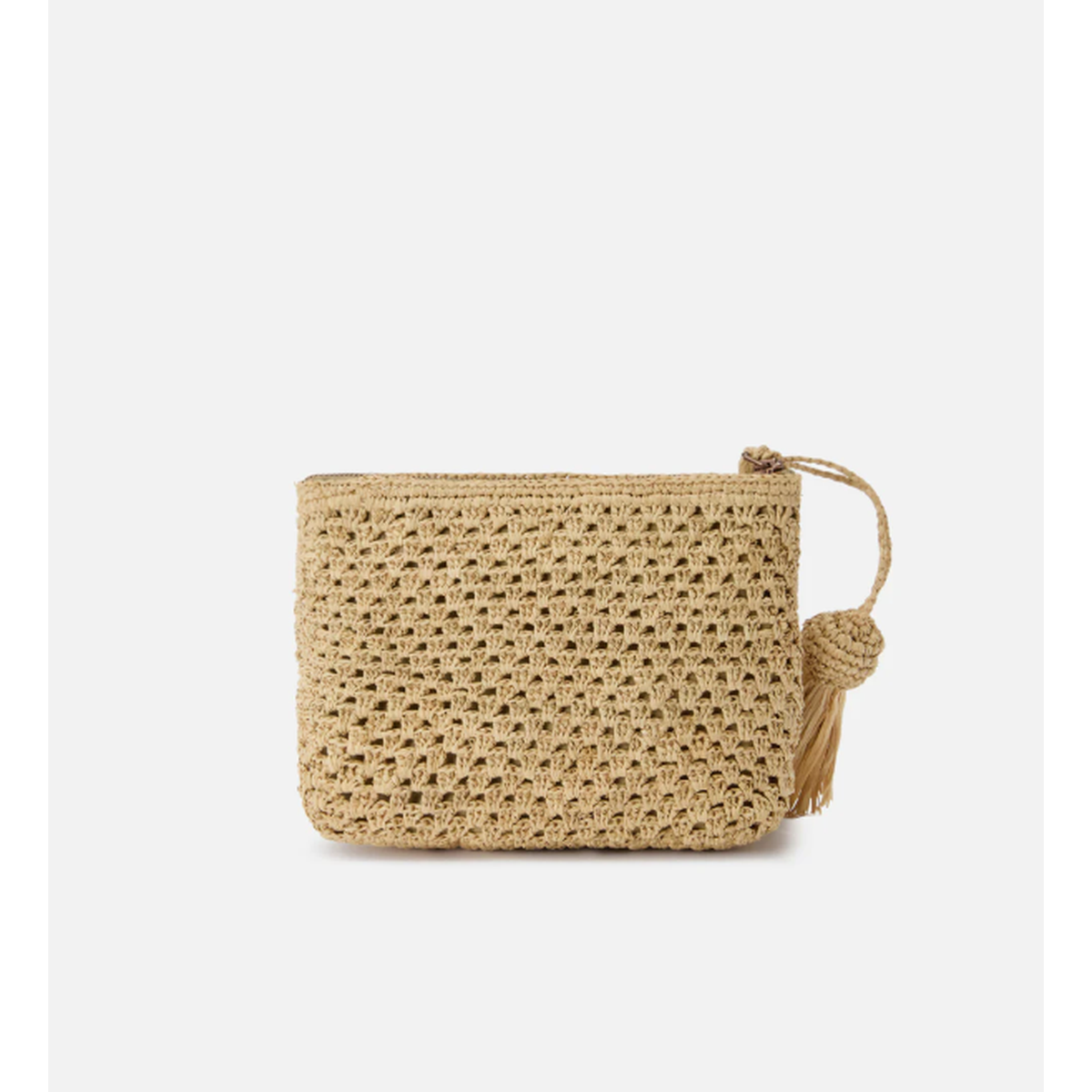 MC2 Saint Barth Natural Raffia Pouch with Embroidered Logo