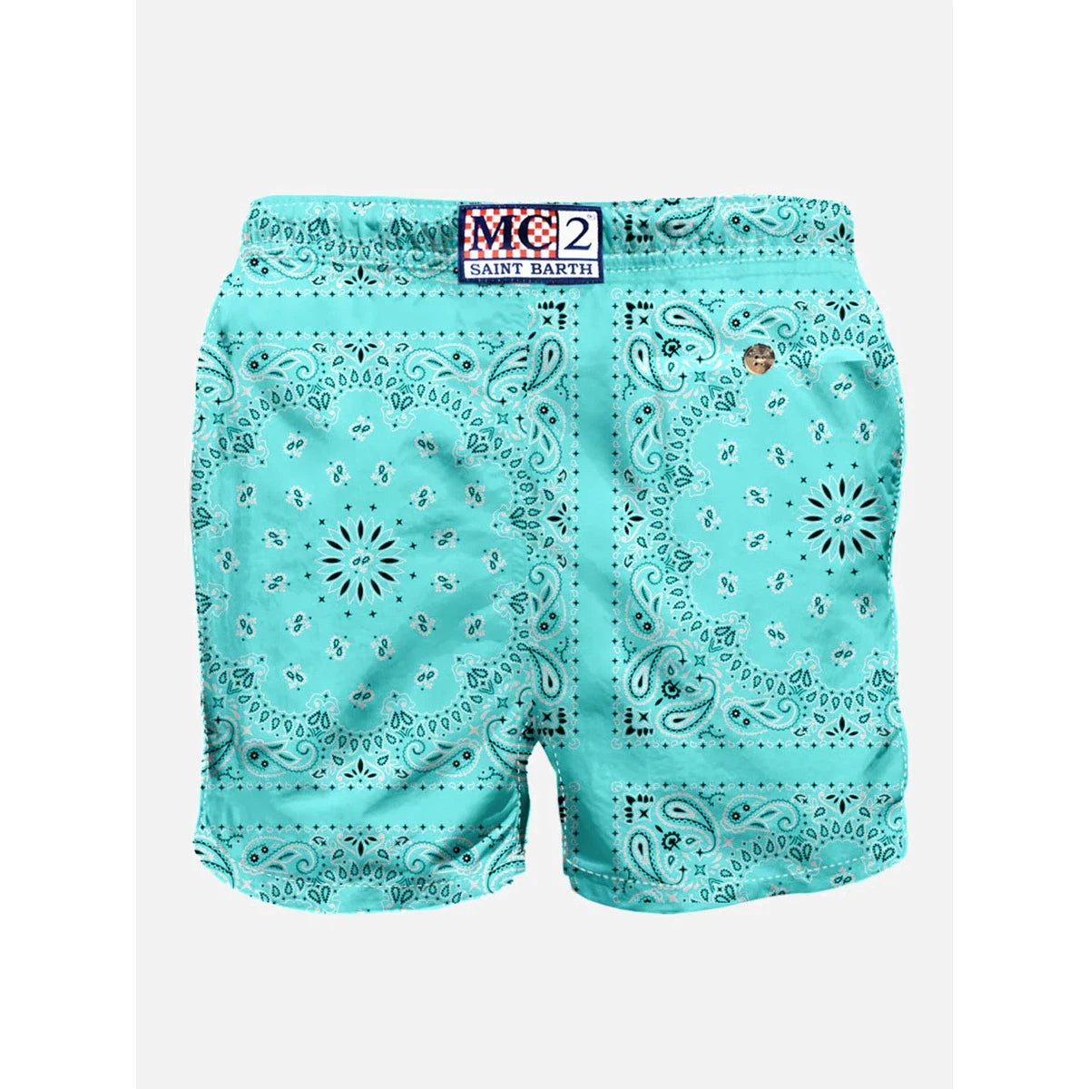 MC2 Man Swim Shorts With Light Blue Bandana Print