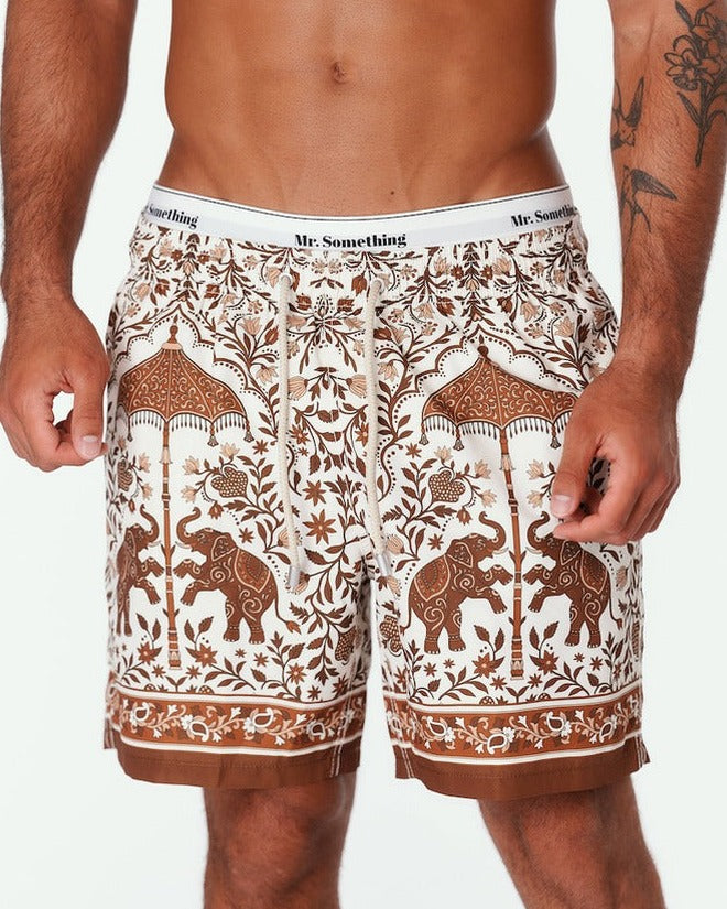 MC2 Saint Barth Gustavia Swim Shorts in White Ornamental