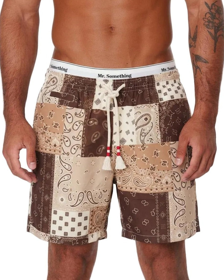 MC2 Saint Barth Caprese Swim Shorts in Brown Bandana Patch