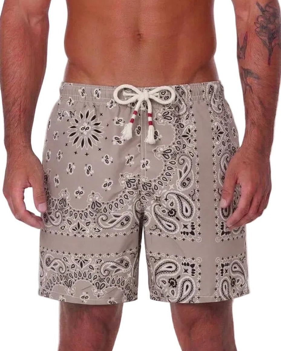 MC2 Saint Barth Caprese Swim Shorts in Beige Bandana