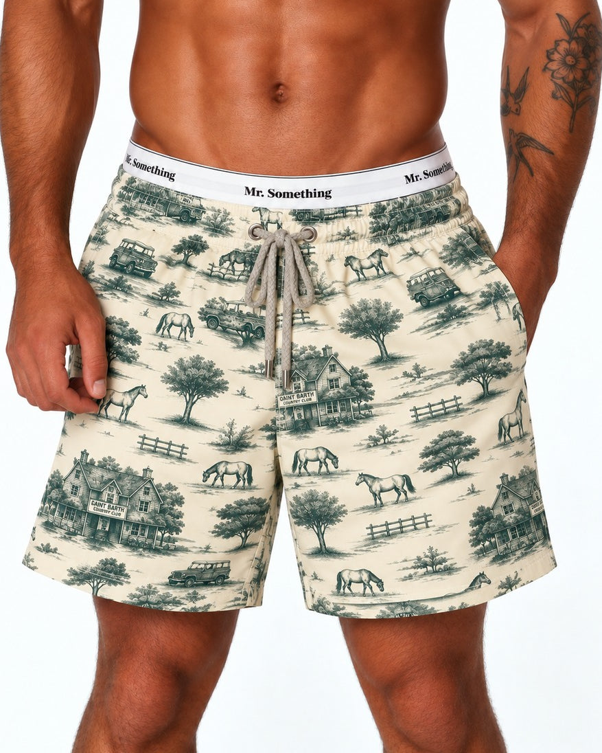 MC2 Saint Barth Gustavia Swim Shorts in Country Club Toile