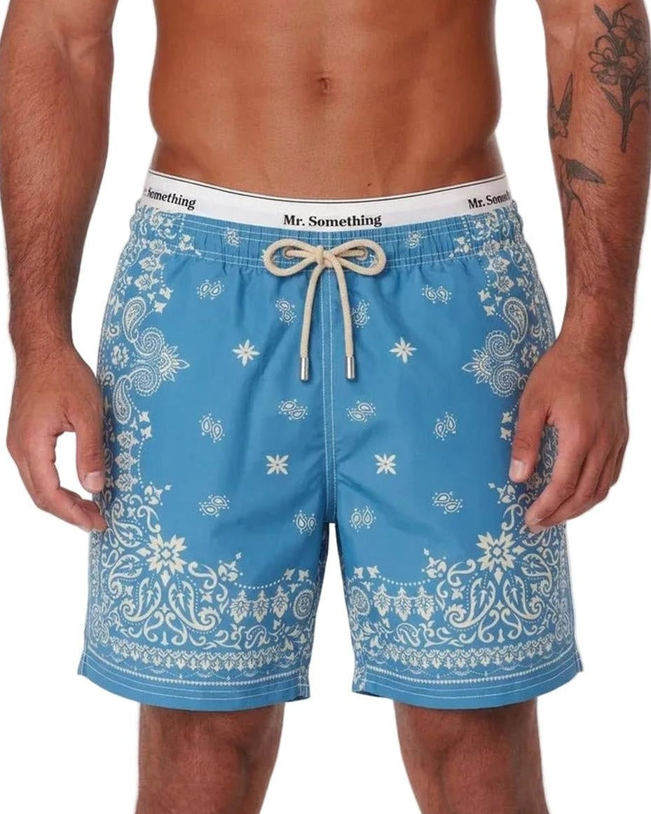 MC2 Saint Barth Gustavia Swim Shorts in Light Blue Bandana