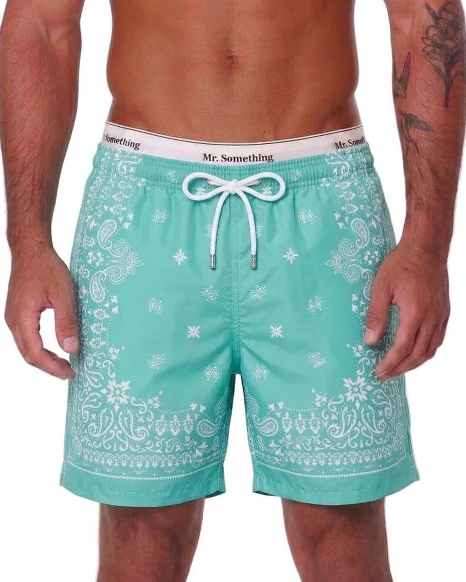 MC2 Saint Barth Gustavia Swim Shorts in Sage Green Paisley