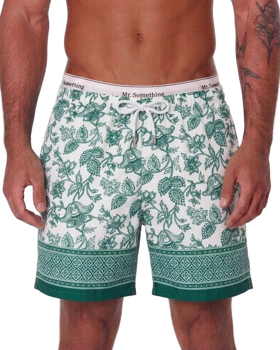MC2 Saint Barth Gustavia Swim Shorts in White Garden