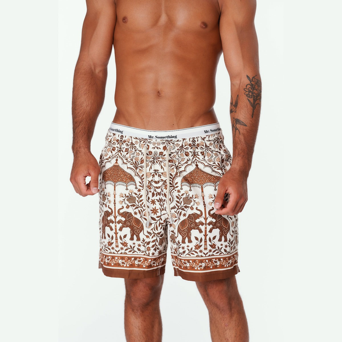 MC2 Saint Barth Gustavia Swim Shorts in White Ornamental