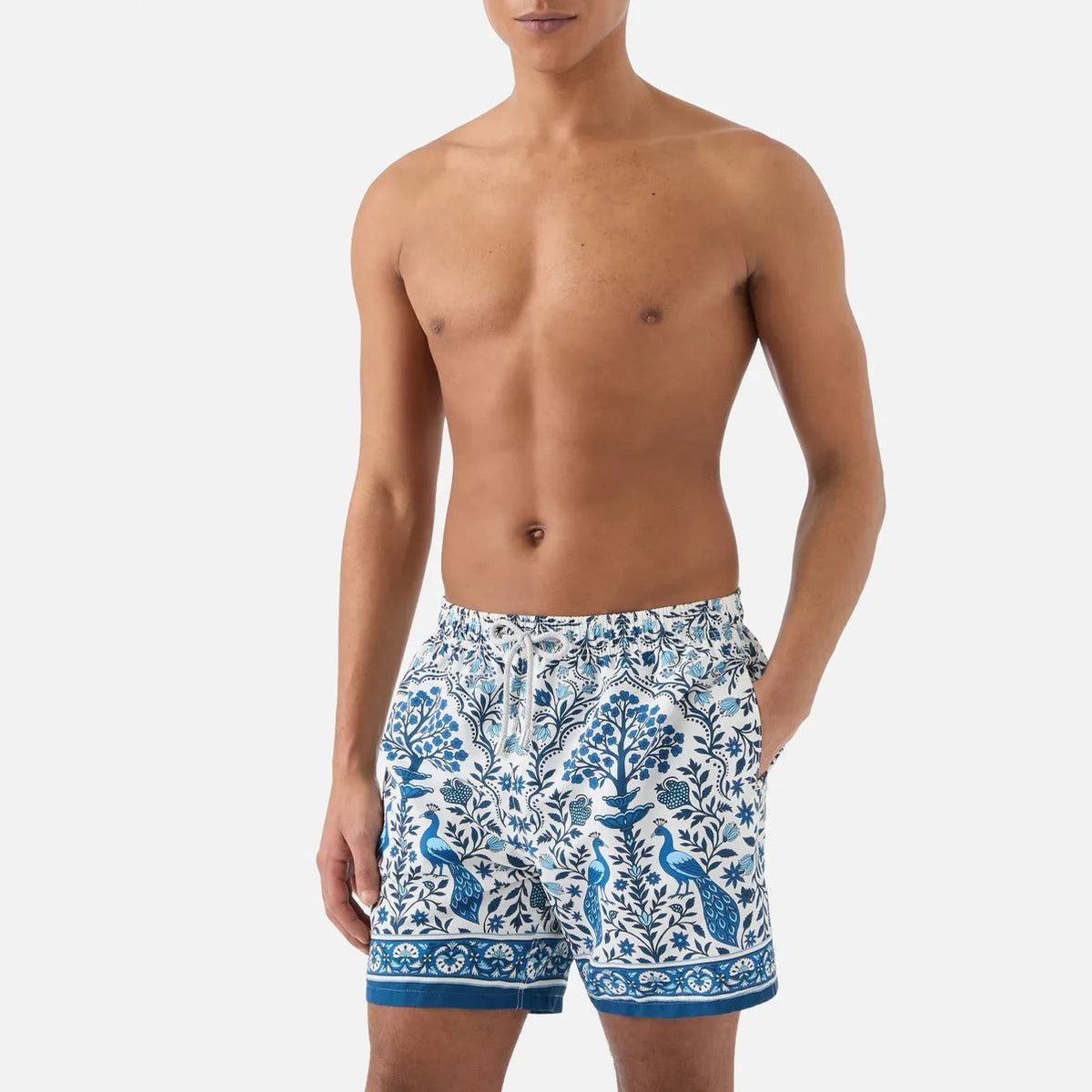 MC2 Saint Barth Gustavia Swim Shorts in White Peacock