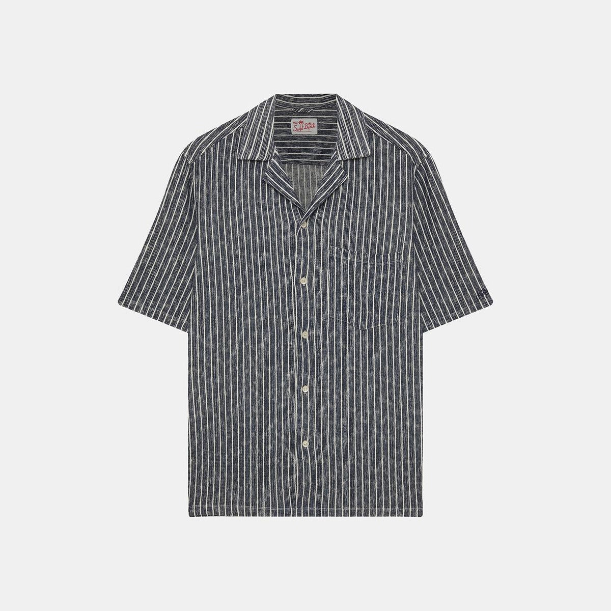 MC2 Saint Barth Kalea Crochet Polo in Blue and White Stripe