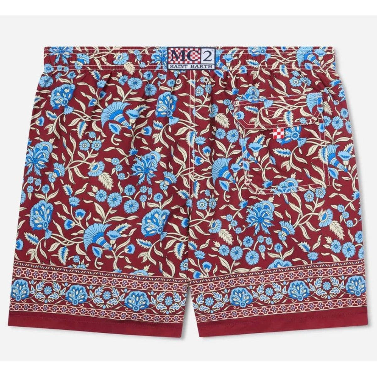 MC2 Saint Barth Gustavia Swim Shorts in Burgundy Floral