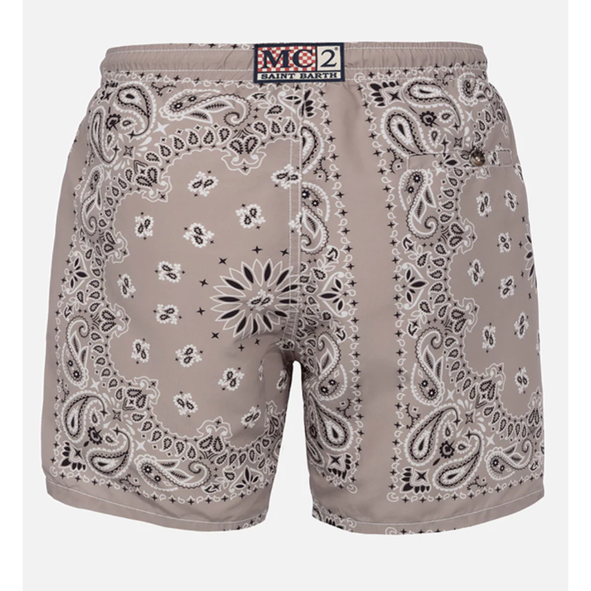 MC2 Saint Barth Caprese Swim Shorts in Beige Bandana Print
