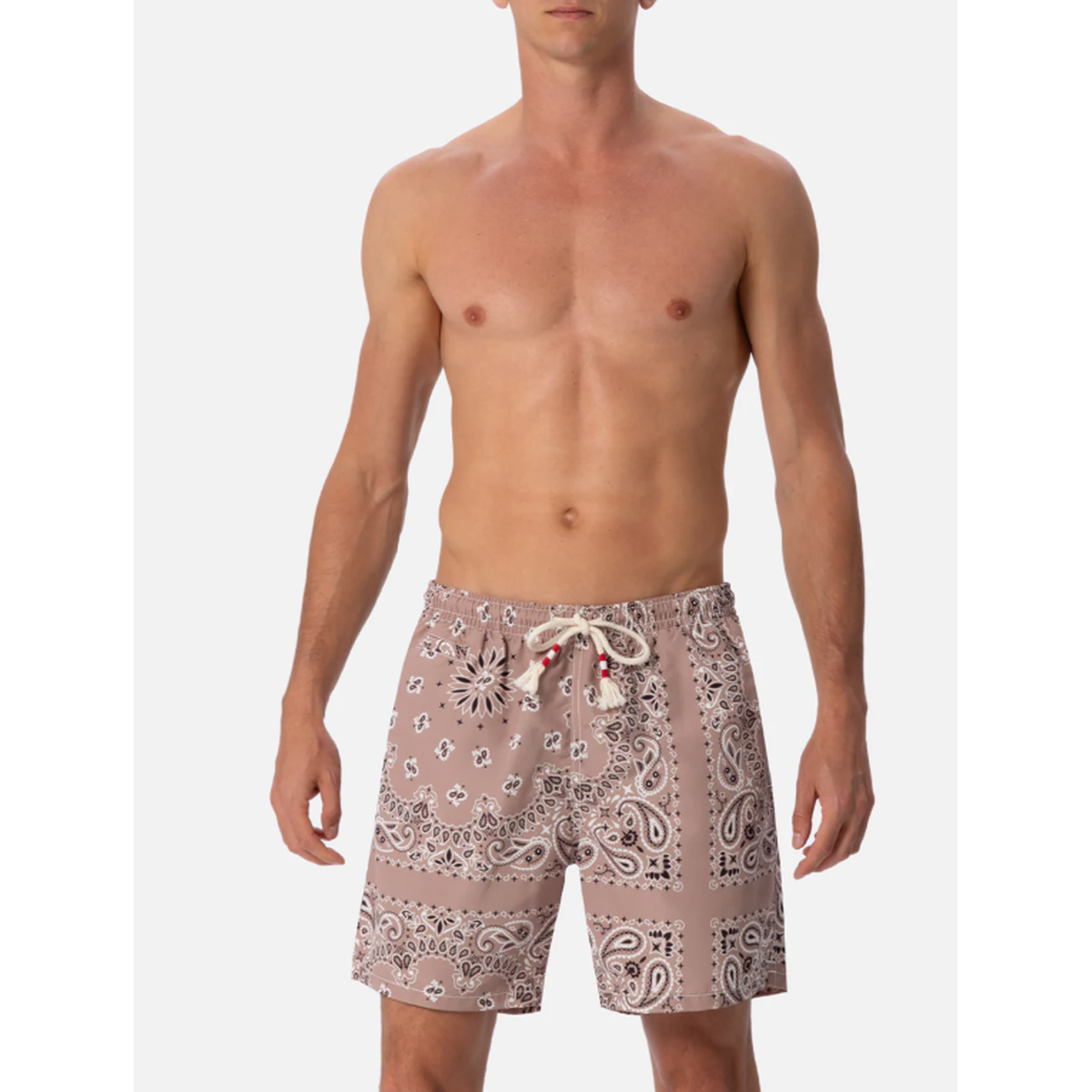 MC2 Saint Barth Caprese Swim Shorts in Beige Bandana Print