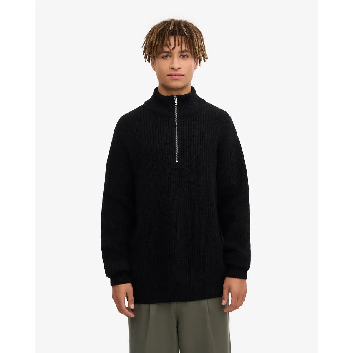 Colorful Standard Merino Quarter Zip - Deep Black