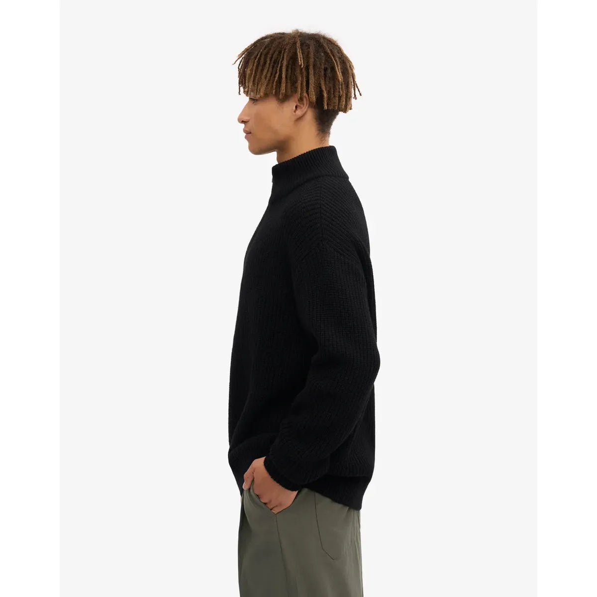 Colorful Standard Merino Quarter Zip - Deep Black