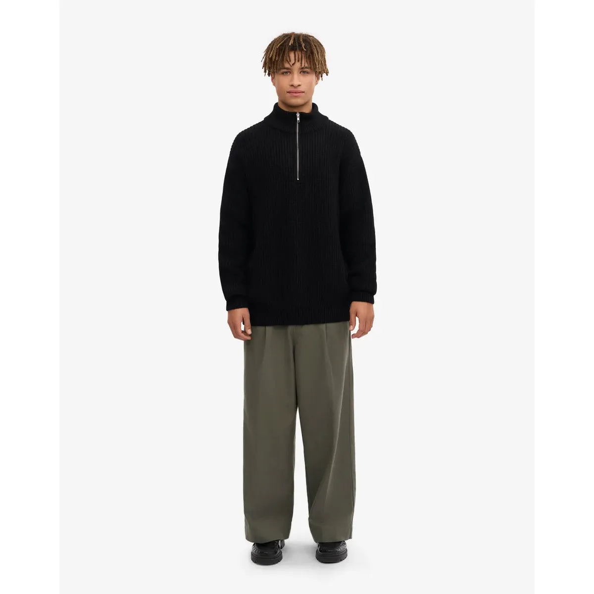 Colorful Standard Merino Quarter Zip - Deep Black