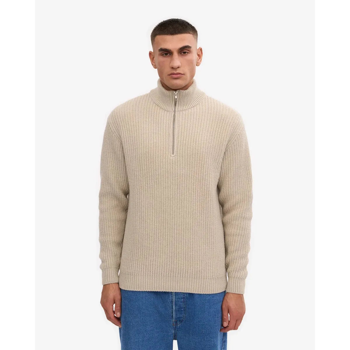 Colorful Standard Merino Quarter Zip - Ivory White
