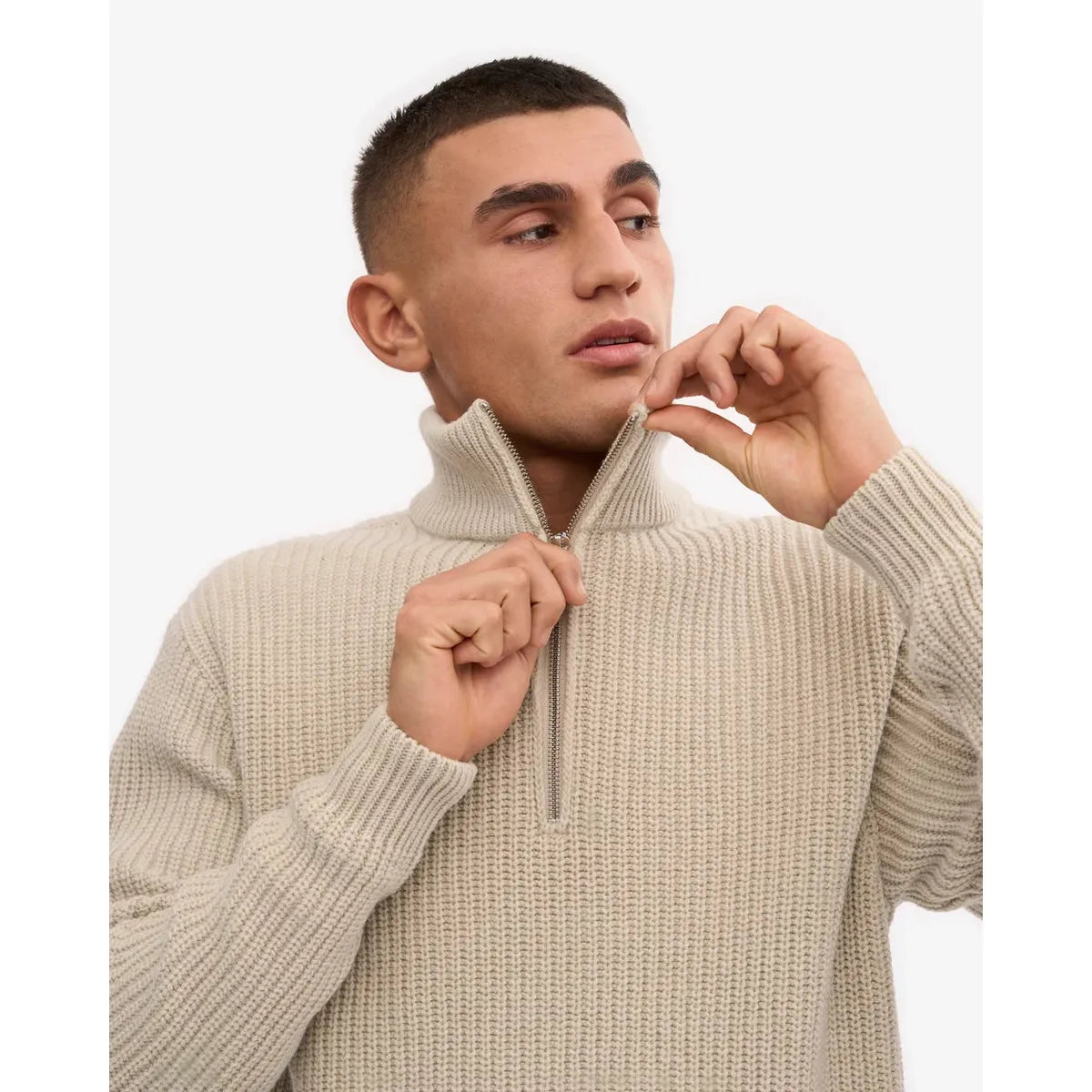 Colorful Standard Merino Quarter Zip - Ivory White