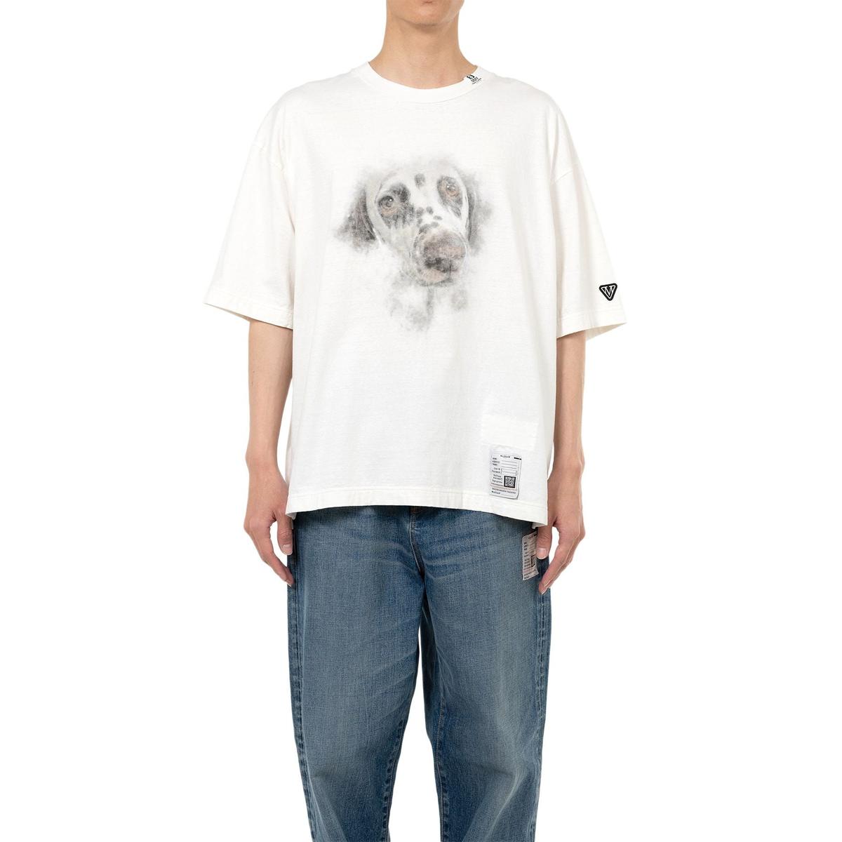 Maison Mihara White Dog Printed T-shirt