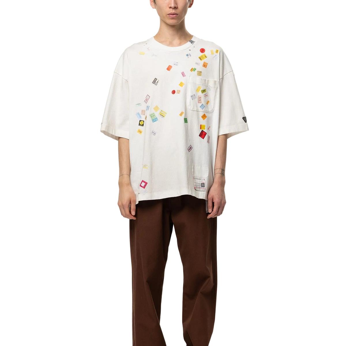 Maison Mihara Price Tag Sticker Printed T-shirt