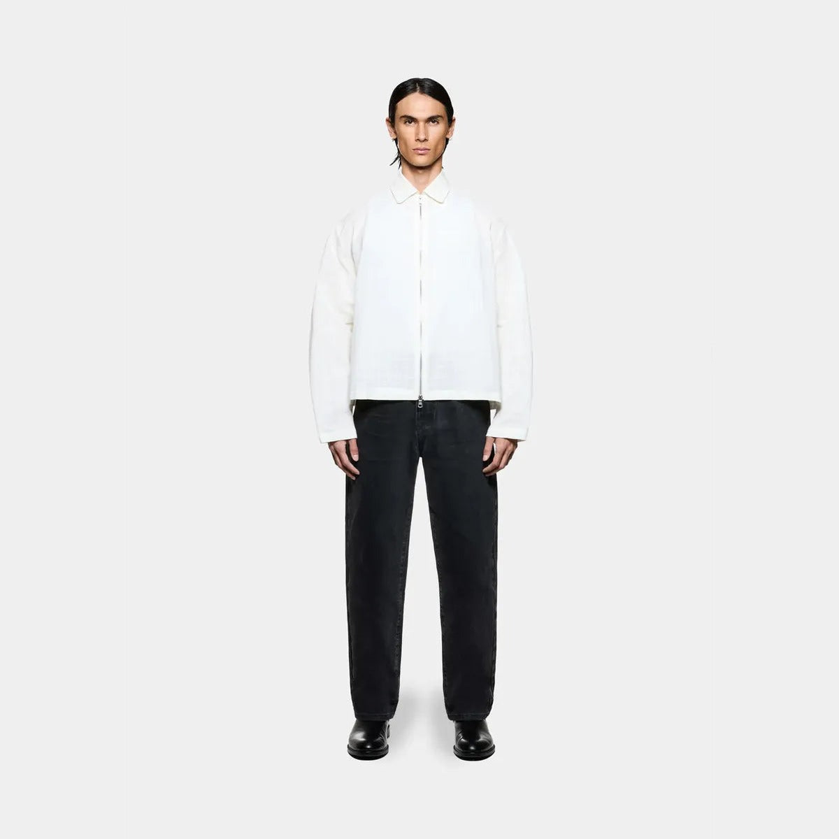 MKI Loose Weave Check Rider Jacket in Bone