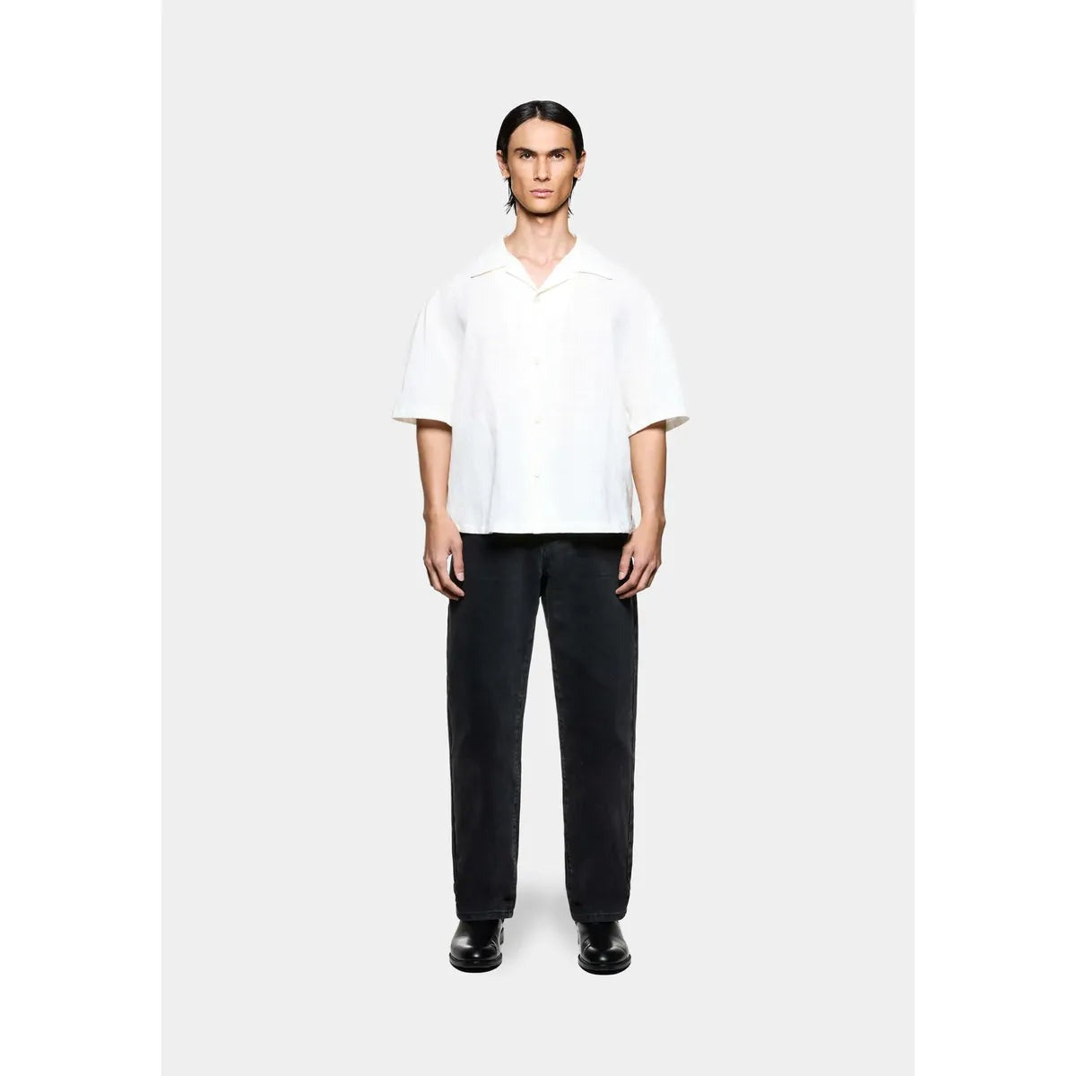MKI Loose Weave Check Vacation Shirt in Bone