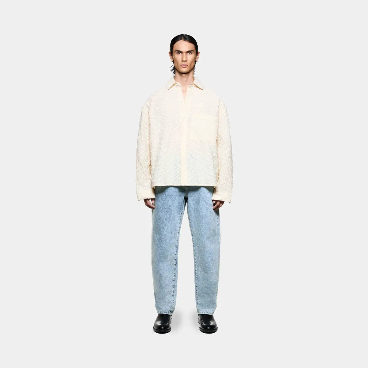 MKI Ribbon Jacquard Box Shirt in Ecru