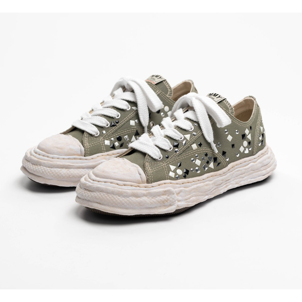 Maison Mihara Yasuhiro "PETERSON23" Green Embellished Canvas Sneaker