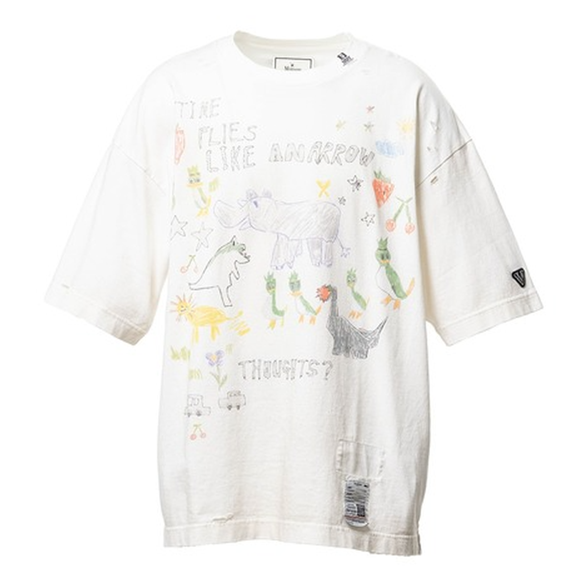 Maison Mihara Kids Doodle Printed White T-shirt