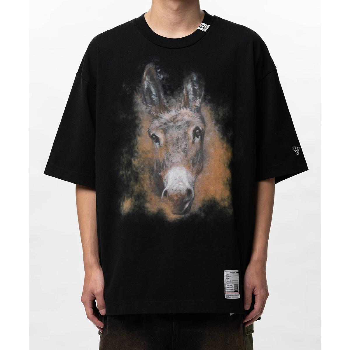 Maison Mihara Horse Printed Black T-shirt
