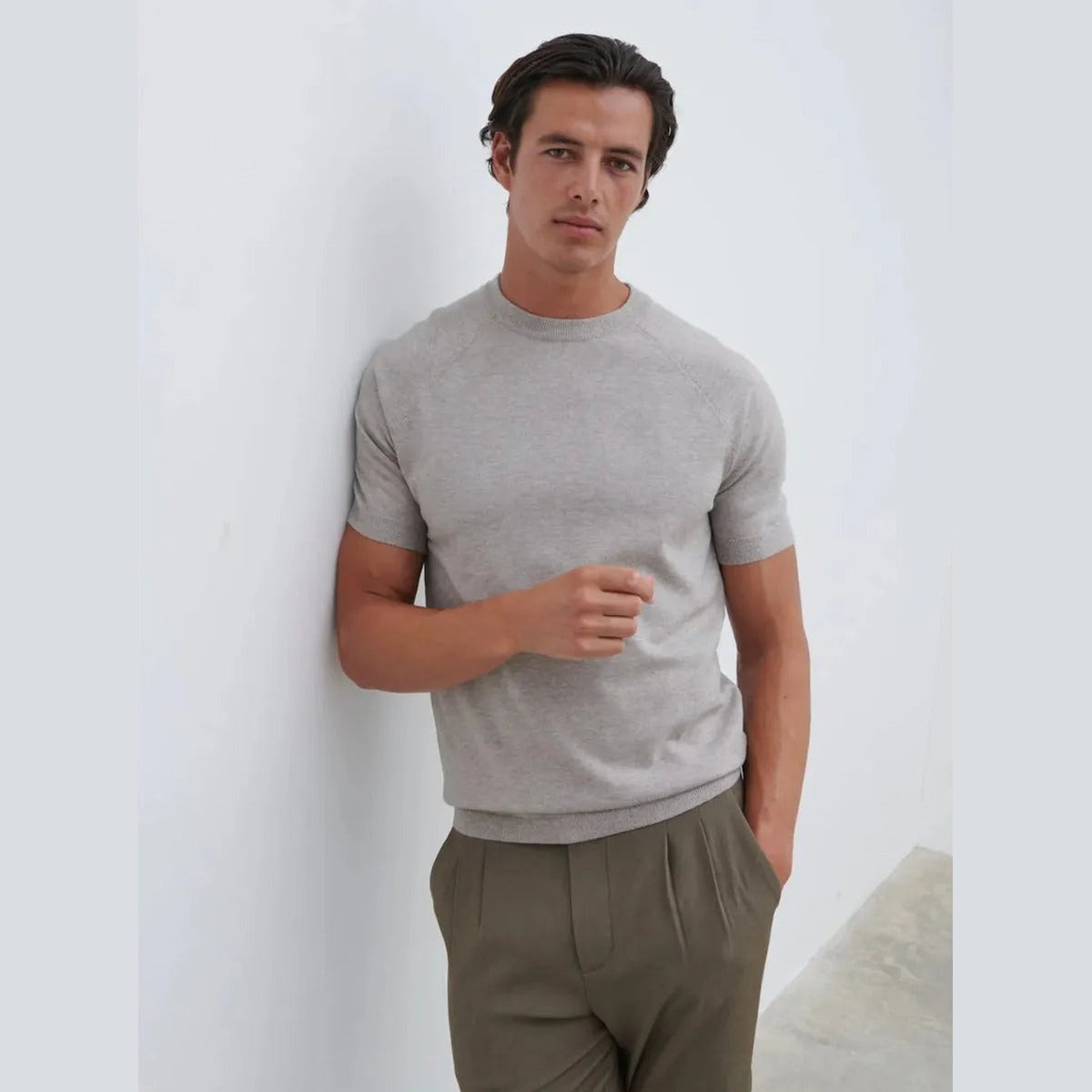 NOBL Archer Knit Top in Light Taupe