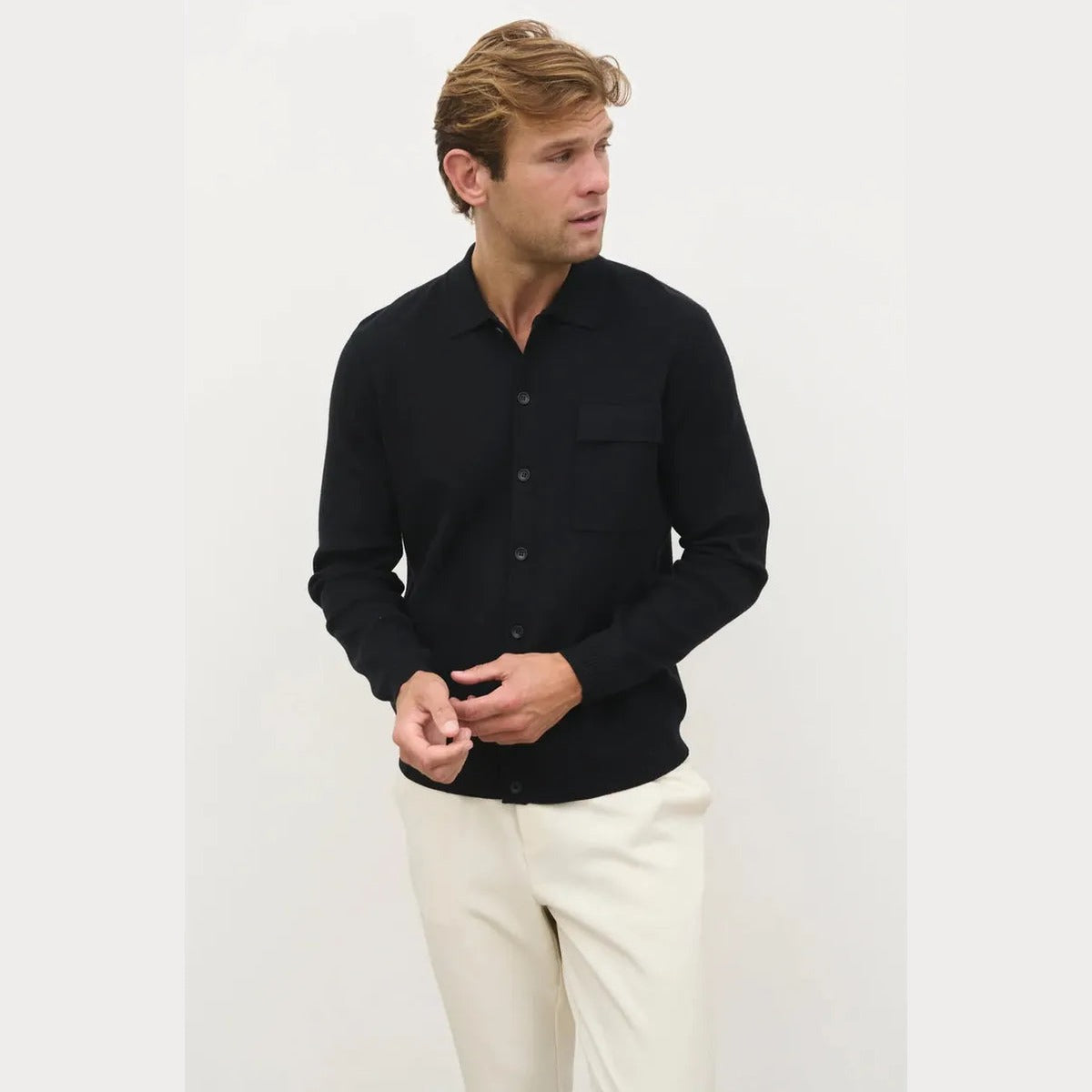 NOBL Koen Knitted Shirt in Black