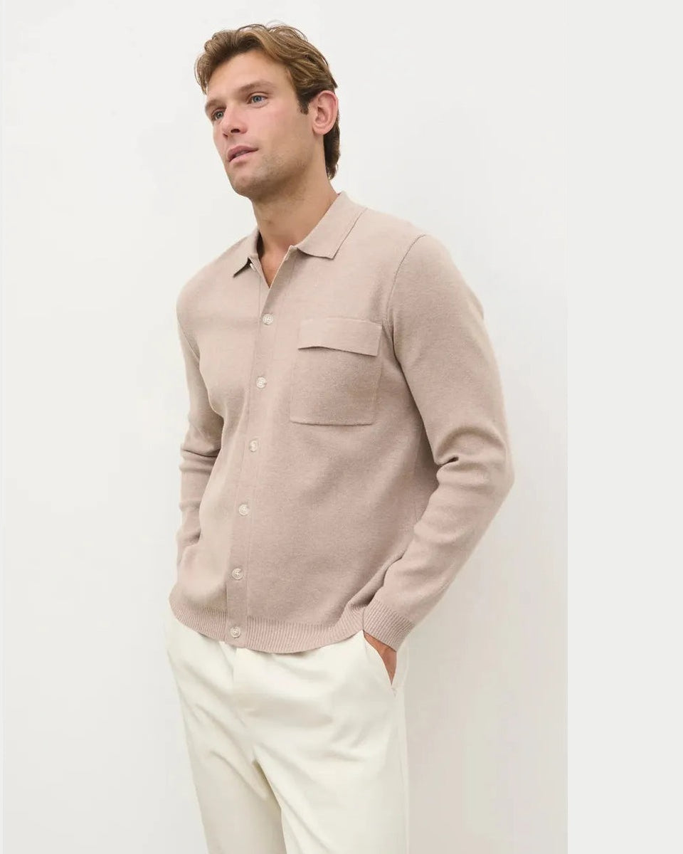 NOBL Koen Knitted Shirt in Oatmeal