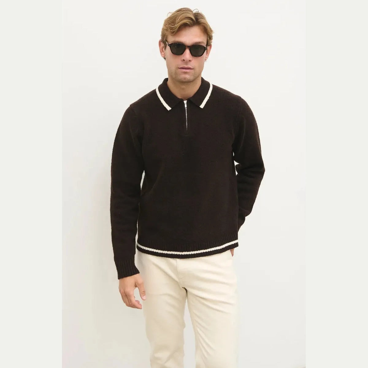 NOBL Oakley Bouclé Jumper in Brown