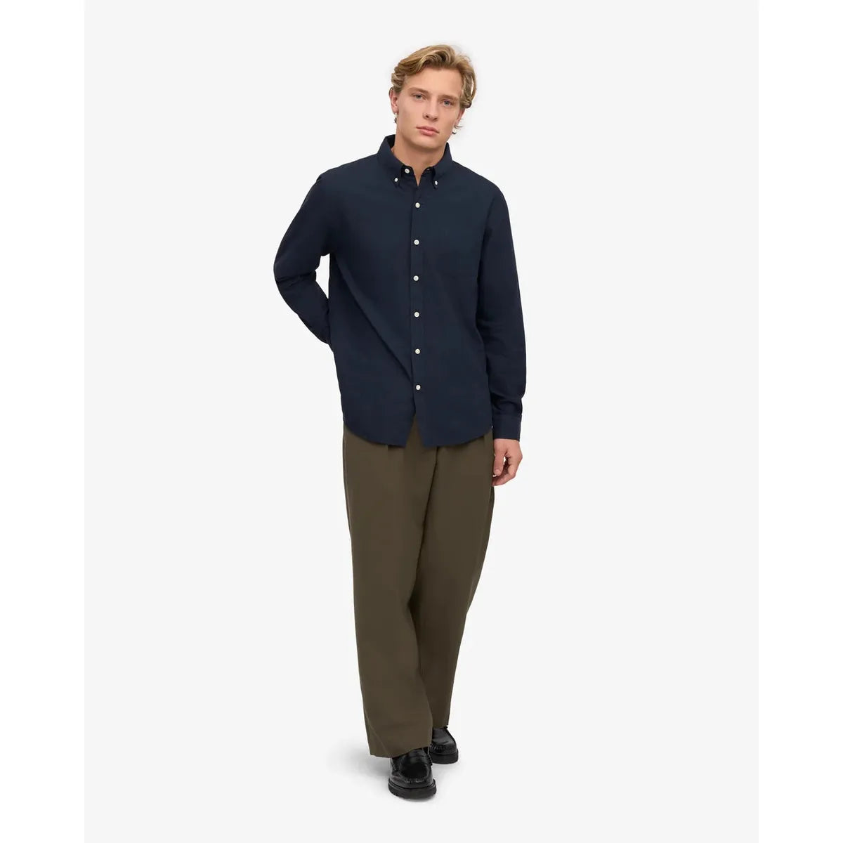 Colorful Standard Organic Flannel Shirt - Navy Blue